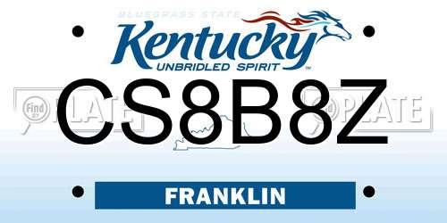 CS8B8Z Kentucky License Plate