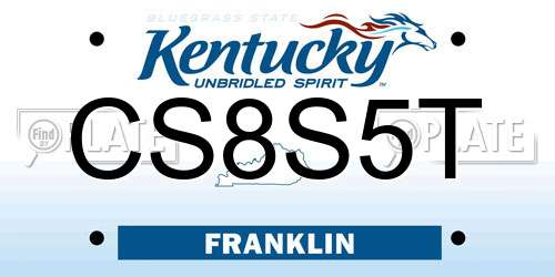 CS8S5T Kentucky License Plate