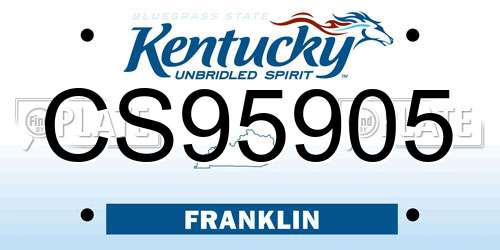 CS95905 Kentucky License Plate