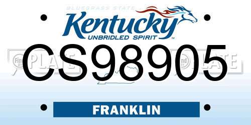 CS98905 Kentucky License Plate