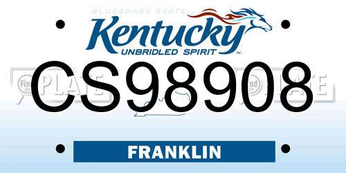 CS98908 Kentucky License Plate