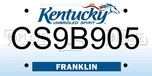 CS9B905 Kentucky License Plate