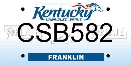 CSB582 Kentucky License Plate