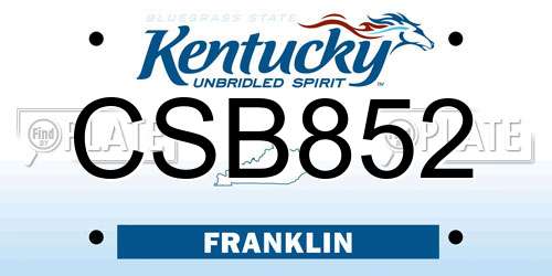 CSB852 Kentucky License Plate