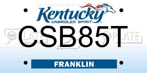 CSB85T Kentucky License Plate
