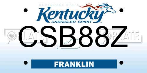 CSB88Z Kentucky License Plate