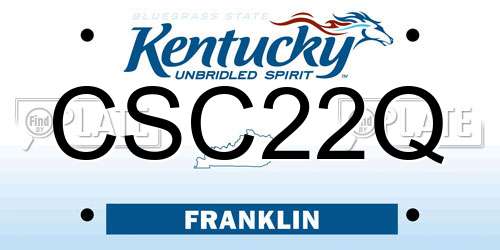 CSC22Q Kentucky License Plate