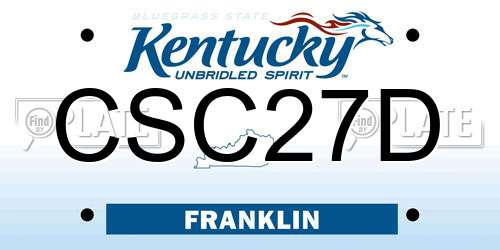 CSC27D Kentucky License Plate