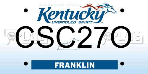 CSC27O Kentucky License Plate