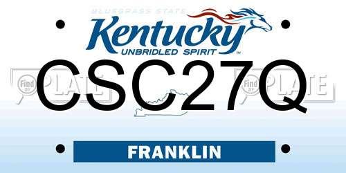 CSC27Q Kentucky License Plate