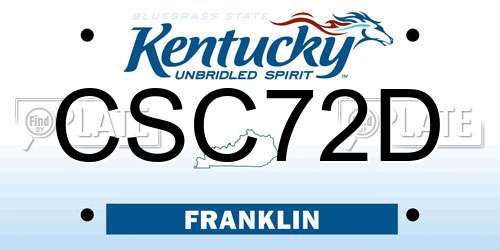 CSC72D Kentucky License Plate