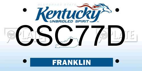 CSC77D Kentucky License Plate