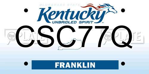 CSC77Q Kentucky License Plate