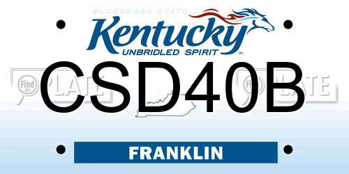 CSD40B Kentucky License Plate