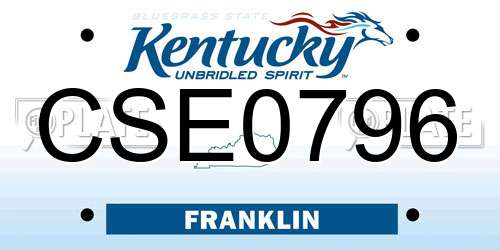 CSE0796 Kentucky License Plate