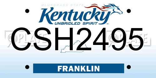 CSH2495 Kentucky License Plate