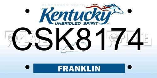 CSK8174 Kentucky License Plate