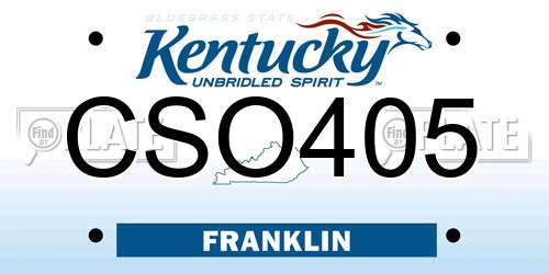 CSO405 Kentucky License Plate