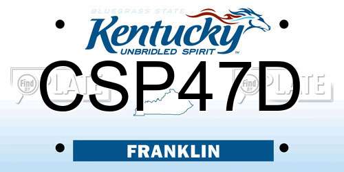 CSP47D Kentucky License Plate