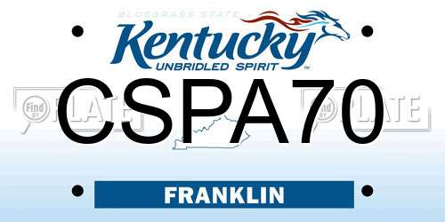 CSPA70 Kentucky License Plate