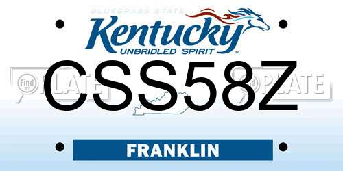 CSS58Z Kentucky License Plate