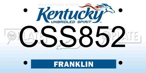 CSS852 Kentucky License Plate