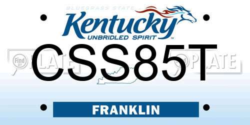 CSS85T Kentucky License Plate
