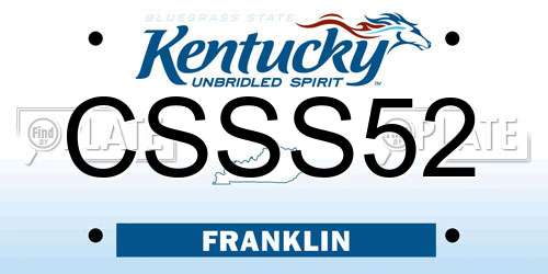 CSSS52 Kentucky License Plate