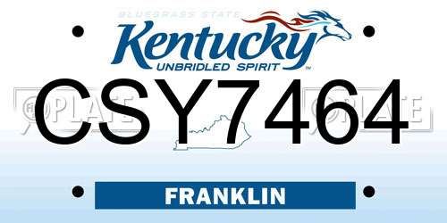 CSY7464 Kentucky License Plate