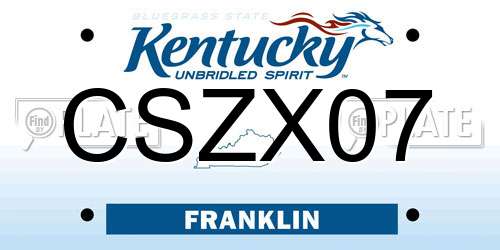 CSZX07 Kentucky License Plate