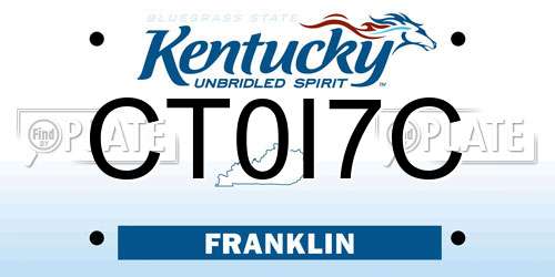 CT0I7C Kentucky License Plate