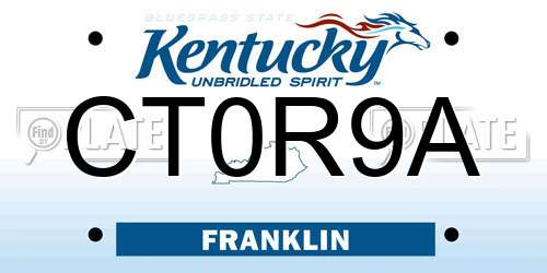 CT0R9A Kentucky License Plate