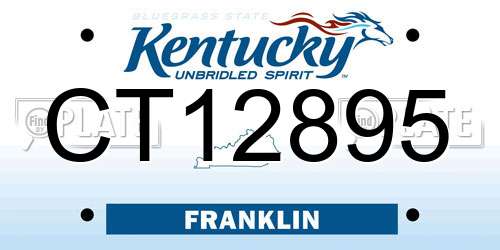 CT12895 Kentucky License Plate