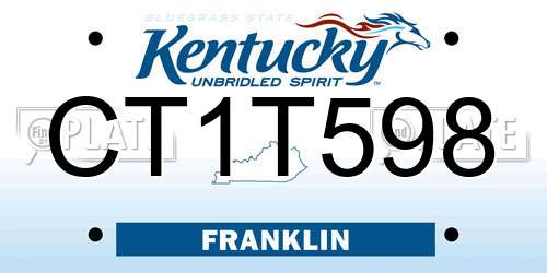 CT1T598 Kentucky License Plate