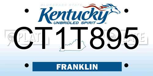 CT1T895 Kentucky License Plate