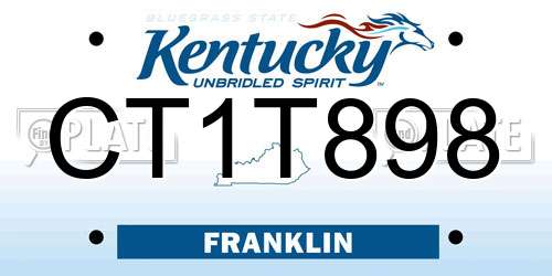 CT1T898 Kentucky License Plate