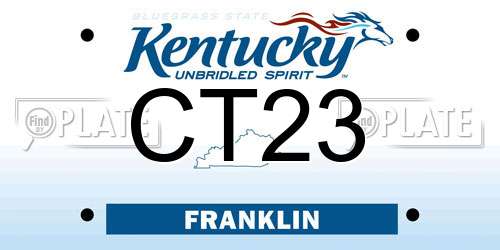 CT23 Kentucky License Plate