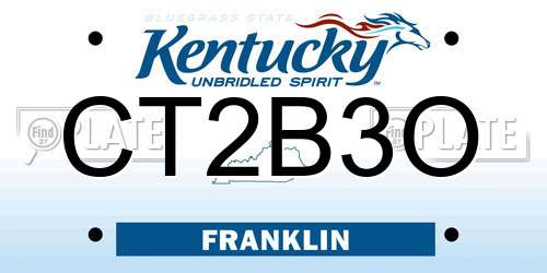 CT2B3O Kentucky License Plate