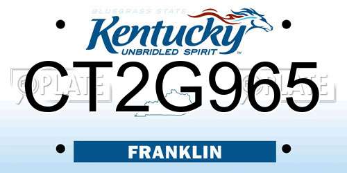 CT2G965 Kentucky License Plate