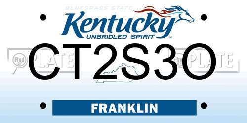 CT2S3O Kentucky License Plate