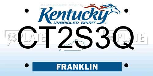 CT2S3Q Kentucky License Plate
