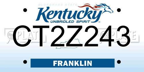 CT2Z243 Kentucky License Plate