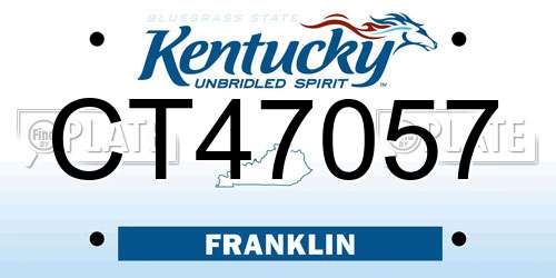 CT47057 Kentucky License Plate