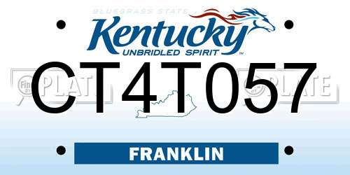 CT4T057 Kentucky License Plate
