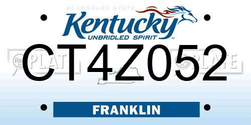 CT4Z052 Kentucky License Plate