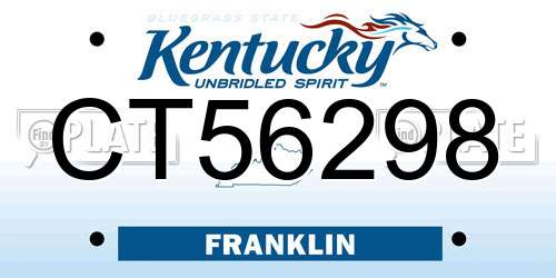 CT56298 Kentucky License Plate