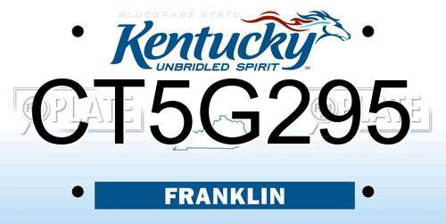 CT5G295 Kentucky License Plate