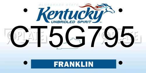 CT5G795 Kentucky License Plate