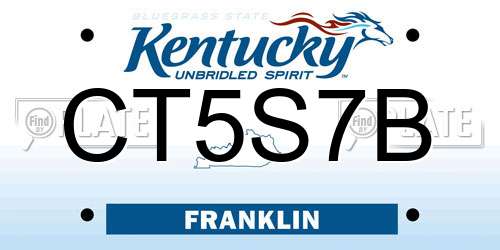 CT5S7B Kentucky License Plate