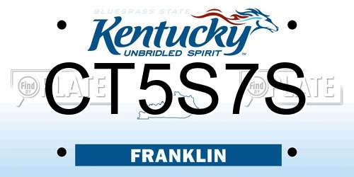 CT5S7S Kentucky License Plate